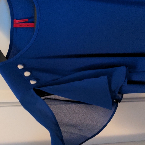 Blue flutter split sleeve blouse - Picture 2 of 3